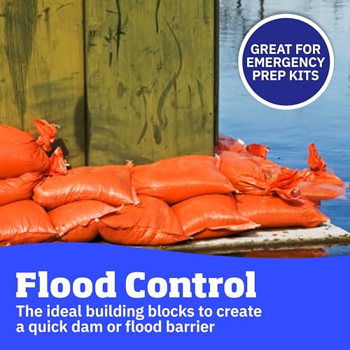 Heavy Duty Sandbags with Ties - 14x26 Orange Flood Barrier Pack of 100