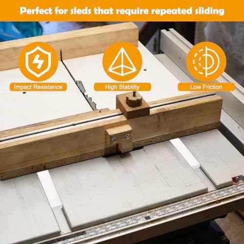 2PCS Crosscut Sled, Catcan Table Saw Sled Kit with Predrilled Holes and 12 Screws, 3/4" x 3/8" x 17" Miter Bars for Table Saw Runners(2)