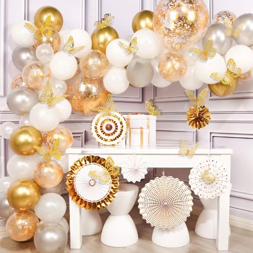 Gold 3D Butterfly Wall Decor Set | 84pcs, 7 Styles, 3 Sizes for Party & Home