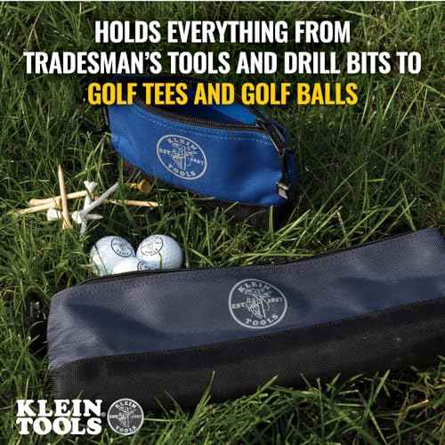 Klein Tools 55569 Stand-Up Zipper Bag Tool Pouch with Carabiners, Reinforced Gusseted Bottoms, Water Resistant 1680d, Multi-Size 5-Pack