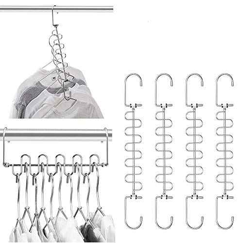 Meetu Space Saving Hangers Magic Cloth Hanger Metal Closet Organizer for Wardrobe Organization (Pack of 20)