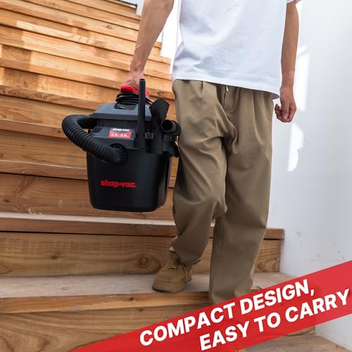 Shop-Vac 2.5 Gallon Wet/Dry Vacuum with 2.0 Peak HP, Wall-Mountable, Includes Accessories