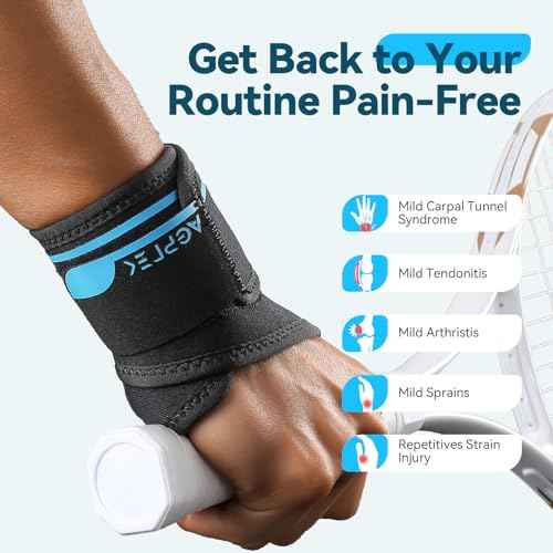 AGPTEK Wrist Hand Brace for Mild Carpal Tunnel Syndrome Arthritis Tendonitis Pain Relief, Adjustable Wrist Support for Weightlifting, Gym, Wrok, Sports, Daily Use- Right Hand