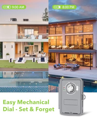 BN-LINK Mechanical Pool Pump Timer - Heavy Duty 24-Hour Programmable Outdoor Timer Box