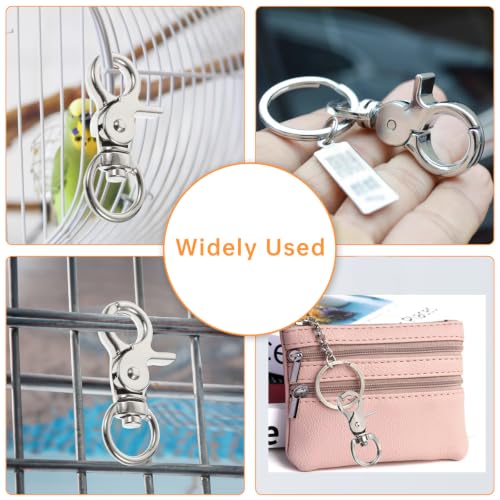 Silver Trigger Snap Hooks 10PCS Heavy Duty Swivel Metal Clasps for Bird Cage Keys