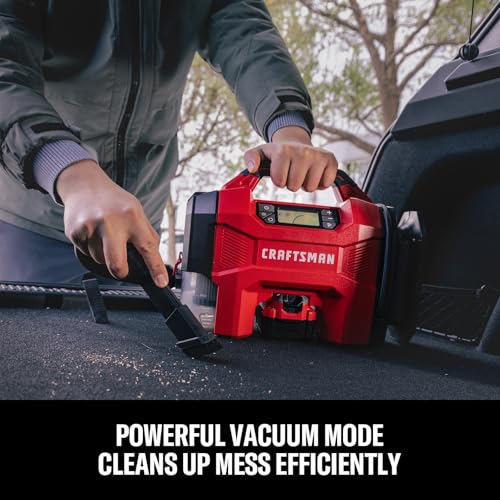 CRAFTSMAN 3-in-1 Tire Inflator, Portable Air Compressor & Vacuum, Tool Only