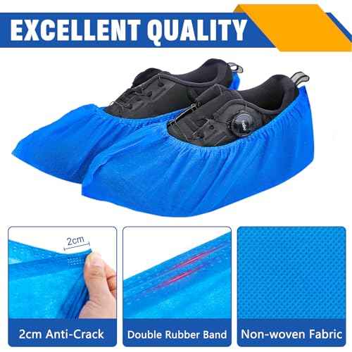 120 Pack(60 Pairs) Shoe Covers Disposable, Non-woven Fabric Shoes Covers for Indoor, Blue Durable & Reusable Disposable Boot & Shoe Covers, Larger Size Fits Various Shoes