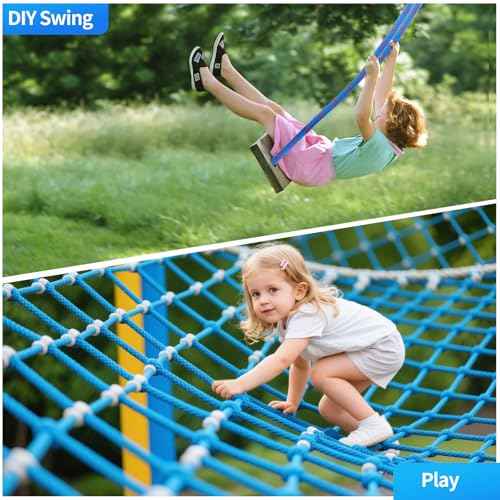 150Ft 1/2 Inch Heavy Duty Climbing Rope - for Tree Swing, Pulling, Outdoor & Gym Use (Blue)
