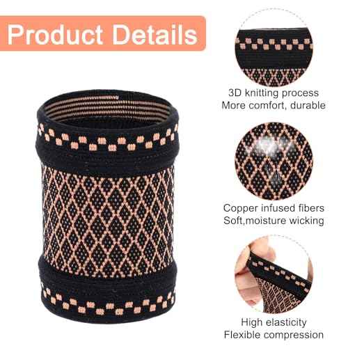 TIESOME 2 Pairs Copper Wrist Compression Brace, Wrist Brace Elastic Wrist Support Compression Sleeve for Weightlifting Fitness Yoga Workout Arthritis Sprains Tendonitis Carpal Tunnel Pain Relief (M)