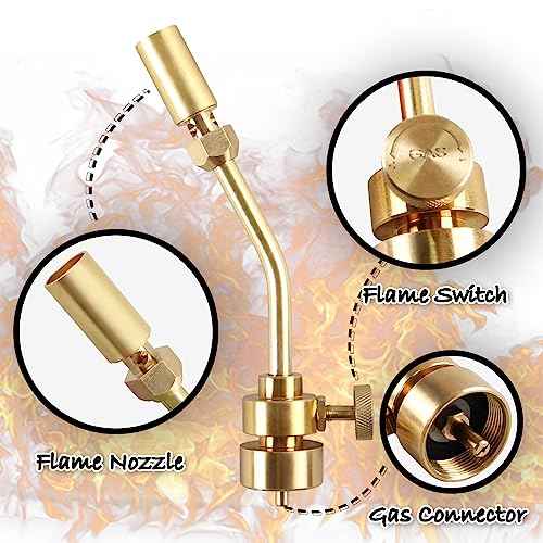 Propane Torch Head, Manual Start Basic Brass Torch Nozzle Blow Torch Tip for Soldering, Welding, Thawing, Brazing and Cooking (Torch Only)