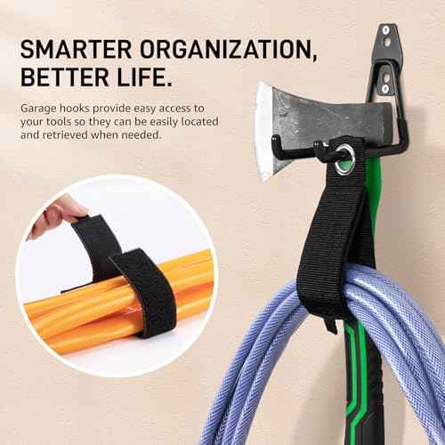 16 Pack Garage Hooks with Anti-Slip Coating Heavy Duty Wall Mount Hooks for Garage Storage and Hanging Hoses Bike Garden Tools Ropes etc