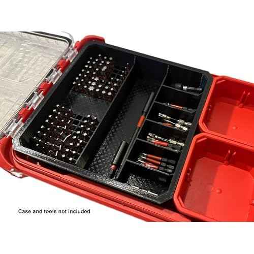 Impact bit holder insert for Packout Low Profile Organizers (7 Compartment + 110 Bit) (Red)