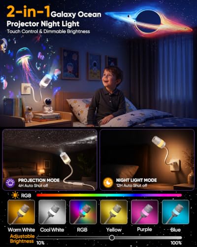 Afootry Starry Sky Galaxy Night Light Projector with 13 HD Films - 2-in-1 Holographic & Bedside Light