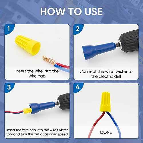 Wire Nut Twister,LISTENJIALE Wire Twister Tool for Drill and Wire Connector Driver with 1/4" Chuck(Blue)