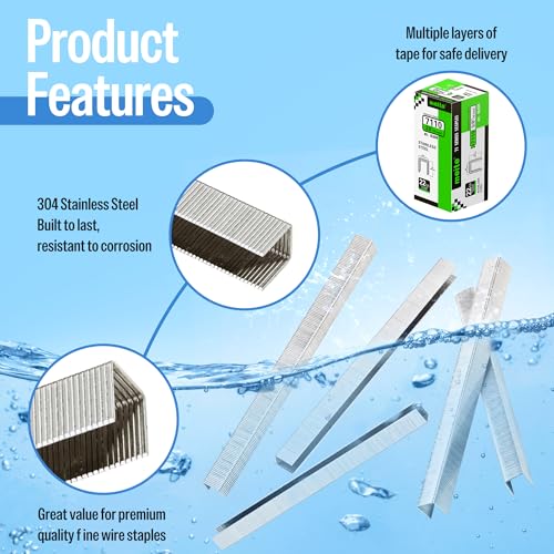 Meite 22 Gauge 304 Stainless Steel Upholstery Staples 3/8-Inch Crown, 1 Box (10,020 pcs) - Heavy Duty for Furniture & Crafts