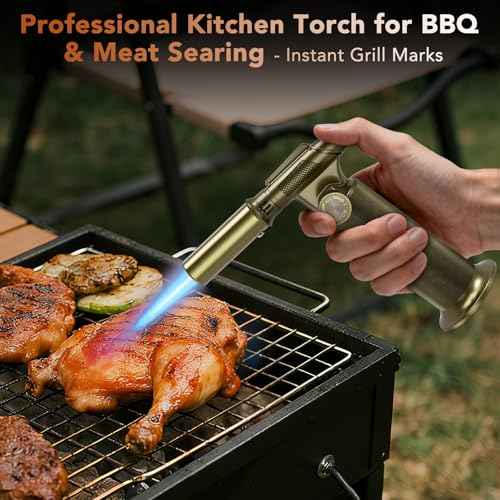 Butane Torch,Professional Metal Micro Torch, Waterproof and Windproof Blow Torch, Refillable & Adjustable Torch Lighter for Baking, Cooking, Welding (Butane Gas not Included)