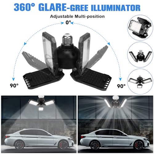 Aoretic 3-Pack LED Garage Lights 8000 Lumens, E26/E27 – Super Bright Ceiling Lighting