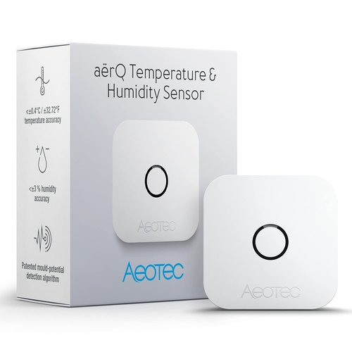 Aeotec aërQ Temperature, Humidity, Dew Point Sensor - Wireless, Battery Powered, Z-Wave Hub Required (White)