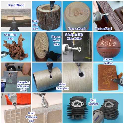 10 Pcs Carbide Burr Set 1/8" Shank Compatible with Dremel Bits Rotary Tools Attachment Kit Rasp Drill File Accessories Metal Wood Stone Steel Grinding Carving Cutting Polishing Engraving