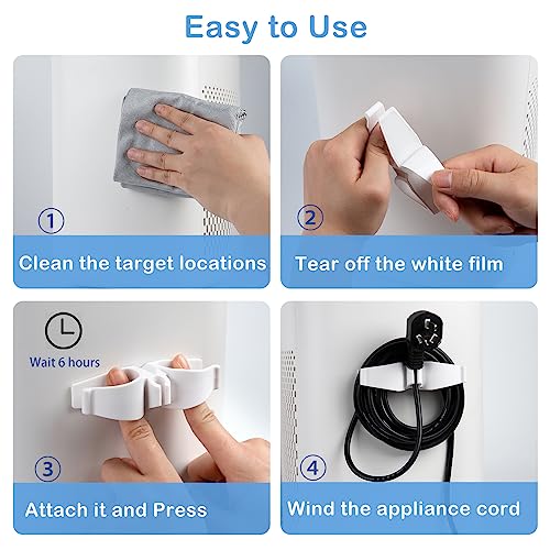 Lancord 8-Pack Appliance Cord Organizer Set with 3 Black, 2 White, 3 Grey - Flexible, Reusable Cable Holders for Kitchen Appliances