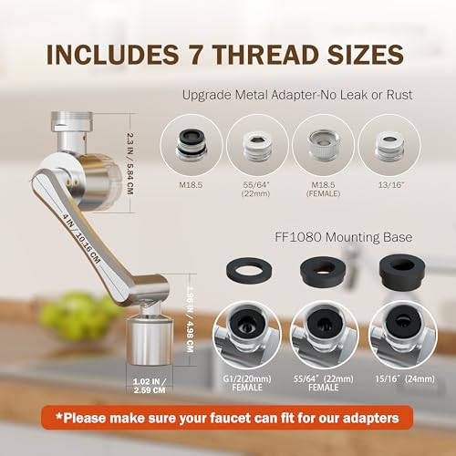 Frizzlife FF1080 1080° Rotating Faucet Water Filter with 9pcs Filter & 2 Modes Spray