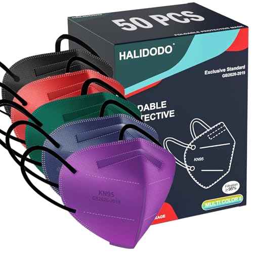 HALIDODO Face Mask 50 Pack Breathable 5-Layer Filter Efficiency¡Ã95%