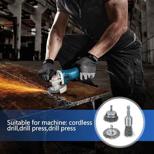 10 Pcs Drill Wire Brushes Coarse Carbon Steel Crimping Wire Wheel Cup Brushes, 1/4 Inch Hex Shank ? Suitable for Rust Cleaning, Stripping & Abrasive Applications