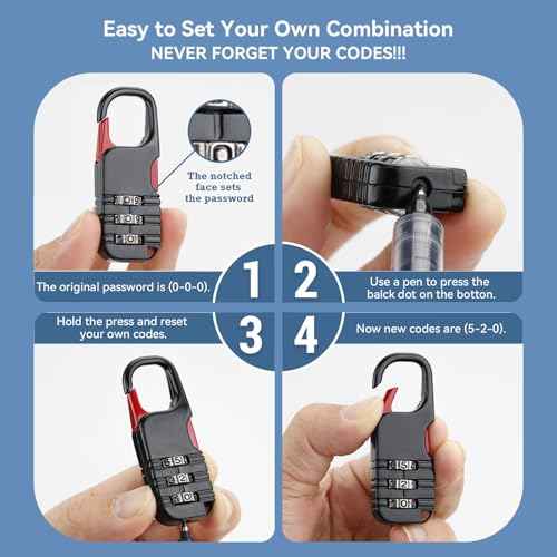 Mini Padlock, BARRYSAIL 3 Pcs Small Locks Set with 3 Digits Combination for Kids Diary Backpack Zipper (Black+Blue+Pink)