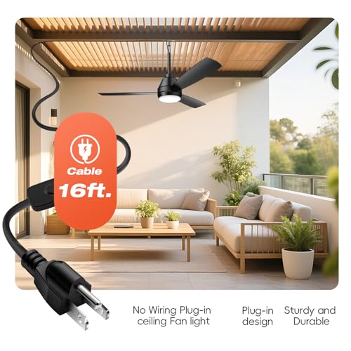 42-Inch Outdoor Ceiling Fan with Lights, Remote & App Control, 6 Speed DC Motor