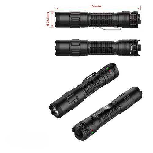 Tactical Stun Gun with LED Flashlight – Rechargeable Self-Defense Device Delivers Intolerable Pain, Safety Switch, Belt Holster
