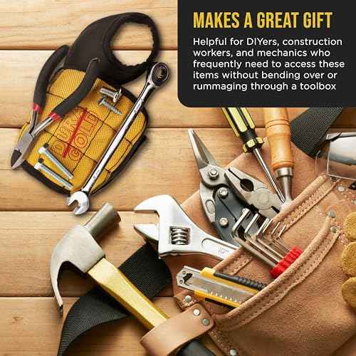 Dura-Gold Magnetic Wristband with Super Strong Magnets - Wrist Support Tool Belt that Holds Fasteners, Nails, Screws, Drill Bits - Mechanic, Handyman, Construction Worker, Electrician, Dad Mens Gift