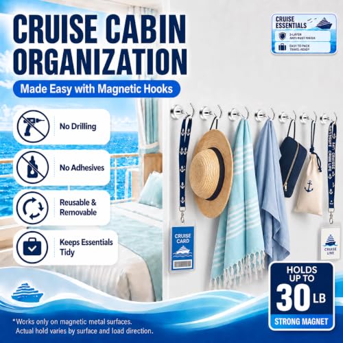 Neosmuk Magnetic Hooks 30lb Heavy Duty Silver 0.67in 10 Pack - Cruise & Home Organization