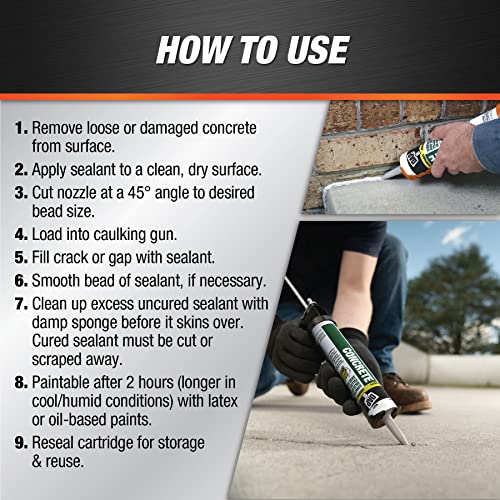 DAP Concrete Sealant & Filler Gray 10.1 Oz – Waterproof Crack Repair