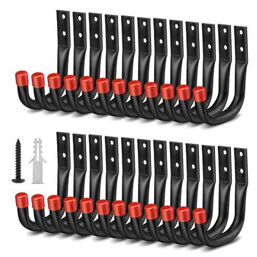 Nacial 24 Pack Garage Hooks Heavy Duty, 3.5" Garage Wall Hook with EVA Pads, 100LBS Capacity Hooks for Hanging Bikes, Kayak Folding Chairs and Hanging Ladders