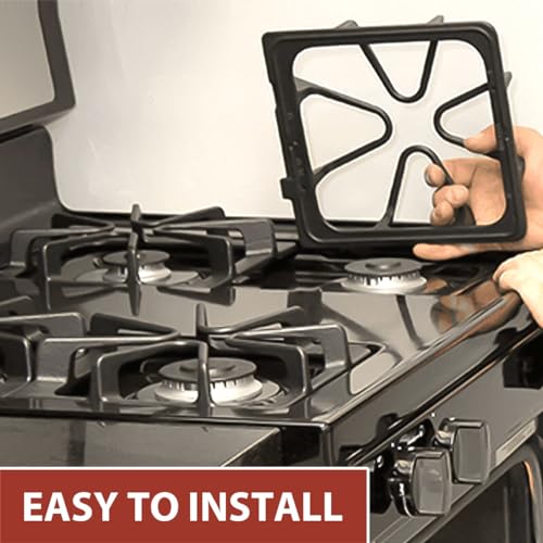 W10447925 4-Pack Burner Grates for Whirlpool Gas Stove - Porcelain Enamel Cast Iron, Heavy-Duty Replacement