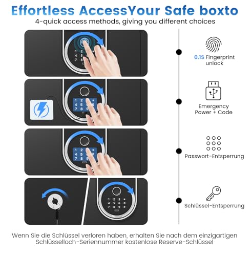 FOWORE Small Biometric Safe Box for Home Security, Compact Steel Design