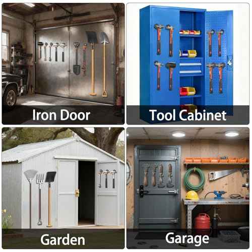 3-H Magnetic Mop Broom Holder and Mop Organizer 4 Pack, Heavy Duty Strong Utility Magnetic Tools Holde, Anti-Slip Strong Metal Garden Tool Rack for Garage, Laundry, Garden (Orange)