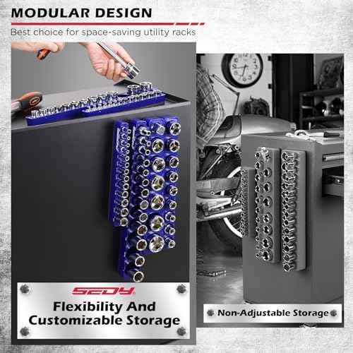 6-Piece 1/4" 3/8" 1/2"-Driver SAE Magnetic Socket Organizer Set (Holds 68 Sockets) - Detachable Tool Tray with 5mm Magnetic Base for Garage/Home Workshop(Sockets Not Included)