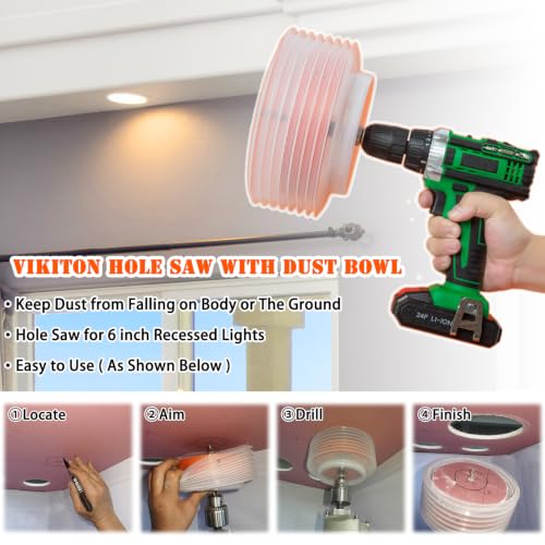 VIKITON 6-1/4 Inch Hole Saw for Recessed Lights with Dust Bowl Catcher - Orange