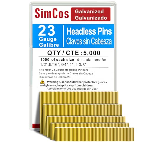23 Gauge Headless Pin Nails 1/2",9/16",3/4",1",1-3/8", 5000-Pack