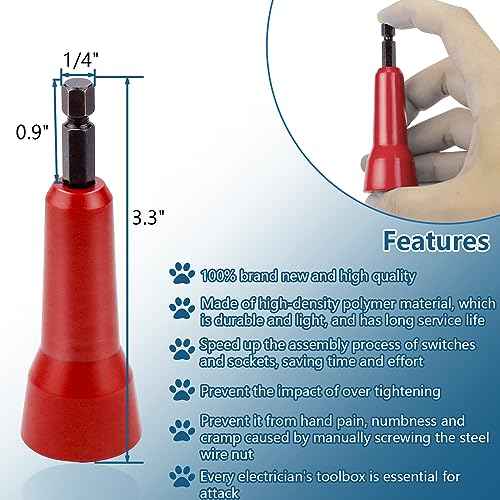 Wire Twisting Spinner,Spin-Twist Wire Connector Socket,Wire twist tool with 1/4" Chuck(Red)