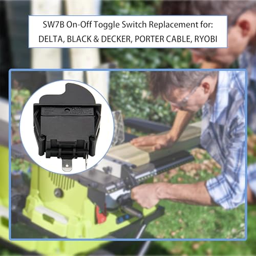 SW7B Aftermarket On-Off Table Saw Switch for Ryobi, Delta 489105-00, 1343758 Toggle Switch