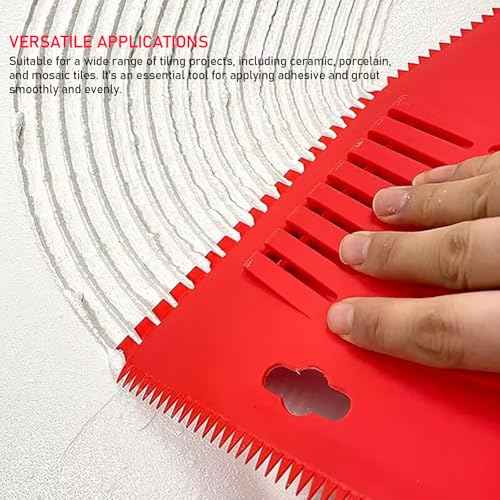 Plastic Notched Trowel, 5 in 1 Multi-Size Tile Trowel, Flexible Grout and Adhesive Applicator for Professional Contractors and DIY Home Improvement