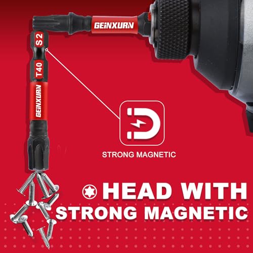 5 Pieces T40 2 In. Impact Tough Magnetic Insert Bit Set, #40 Torx Head Power Bits, S2 Alloy Steel Star T40 Screwdriver Bits Set