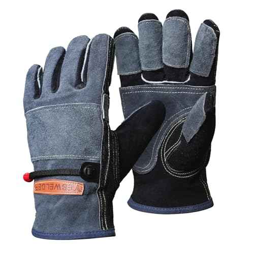 YESWELDER Leather Work Gloves for Men or Women£¬Suitable for welding & gardening etc. Cowhide leather with cotton lining, wrist closure, grippy and durable.Reinforced palm and finger,Black-gray L