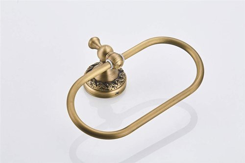 Flybath Oval Towel Ring Antique Brass Exquisite Pattern Carving Hanger Hand Towel Holder for Bathroom Kitchen Accessories Wall Mounted, Brushed Bronze