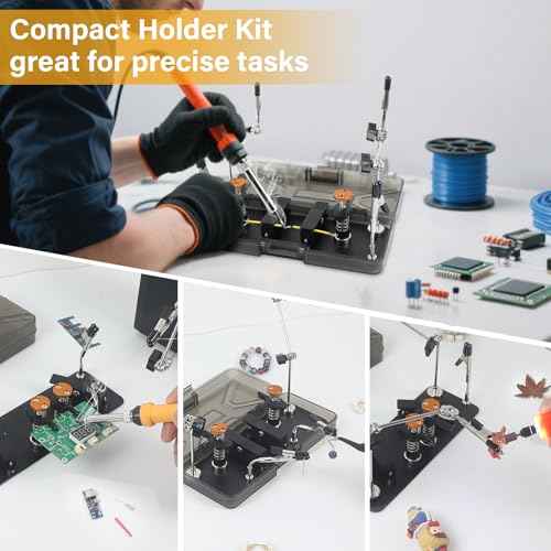 Magnetic Helping Hands Clamp Metal, Adjustable Third Hand Soldering Holder Stand For Small Electronics, Hobby DIY, Craft, PCB Repair, Precise Work, Exclusive Dual-Head Ultra-Grip (Yellowblack, long)