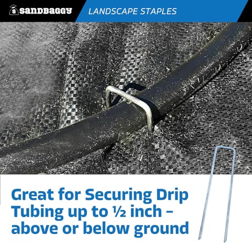 Sandbaggy 8-Gauge 6-Inch Landscape Staples – 200 Heavy-Duty Steel U-Pins for Rocky Soil & Hard Ground