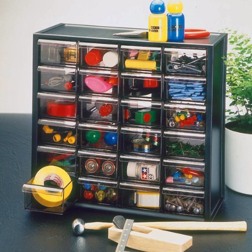 Iris Ohyama PC-310 Handy Parts Cabinet with Lock, Black