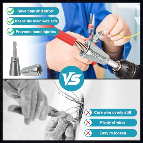 4 Pcs Upgraded Wire Twister Tool for Drill 2025 Version, Multifunctional Wire Nut Twister, Lightweight Wire Nut Twister for Drill Compatible with Power Drills, for 1.5/2.5/4/6mm©÷(9-22 AWG) wires